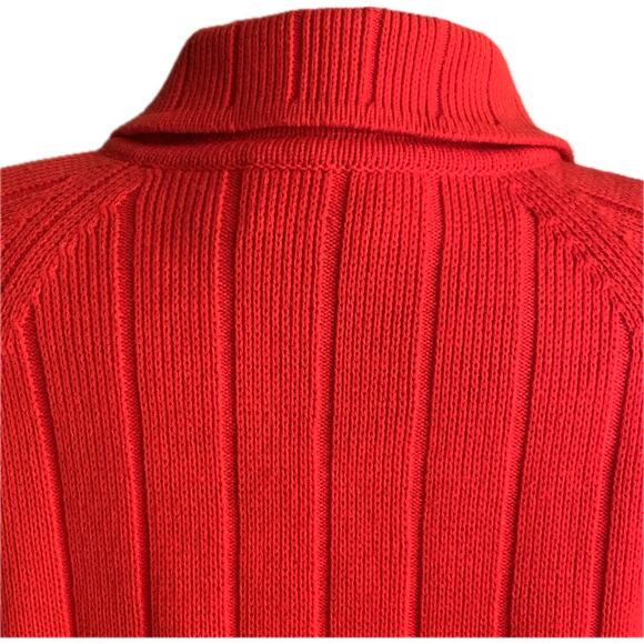 VTG 70s DUET CREATIONS Ribbed Knit Button Cardigan Sweater Cherry Red Gold S - Picture 7 of 12